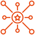 ícone de pontos de distribuição com estrela no meio representando a empresa